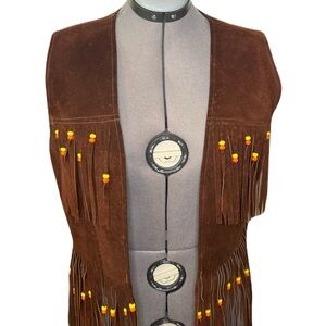 Vintage Hippie Brown Suede Fringe Vest